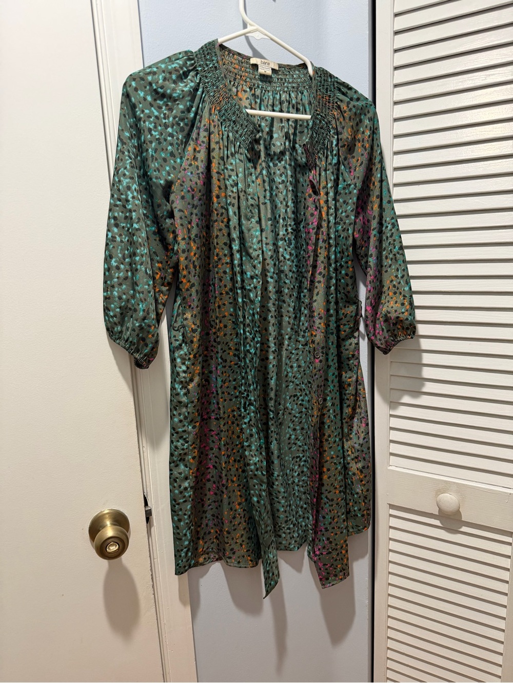 Bar III Brown Leopard-Spot Midi Dress with Turquoise & Orange Accents